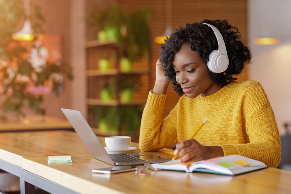 Woman-in-yellow-jumper-wearing-headphones-flip