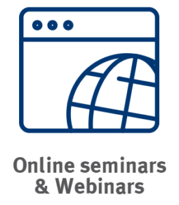 Text reads: Online seminars and webinars