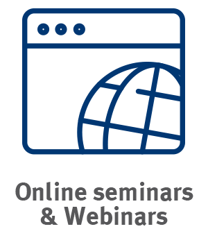 Text reads: Online seminars and webinars