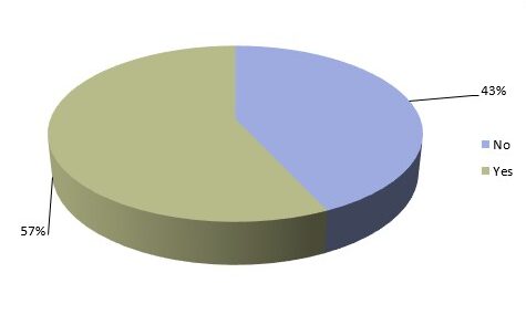pie chart showing results: 43% No, 57% yes. 