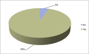 pie chart shors 95% for yes, and 5% for no