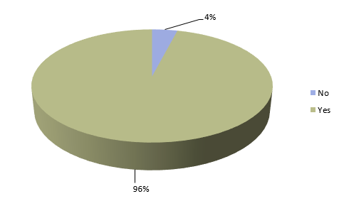 pie chart with results: 96% yes, 4% no