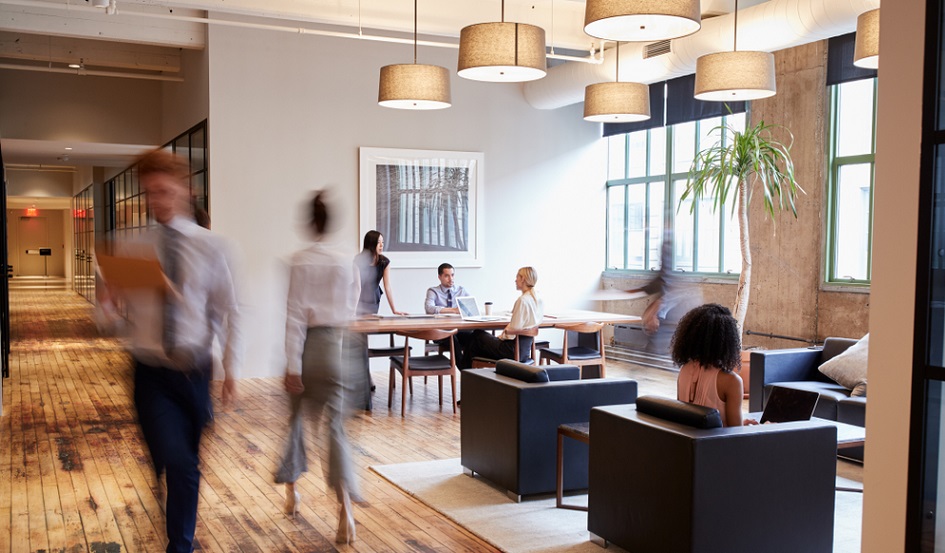 people in an open space office