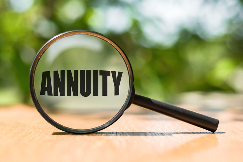 magnifying glass over the word 'annuity'