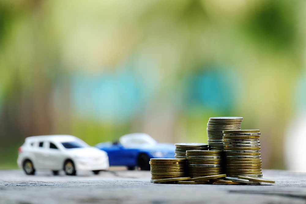 coin stack, toy car