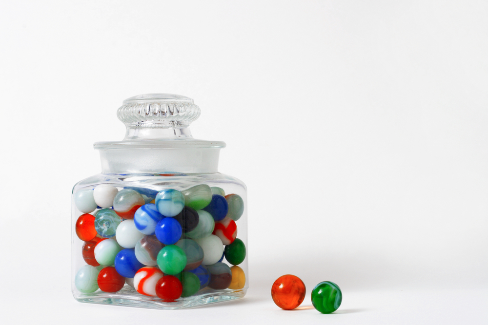 glass jar filled with marbles
